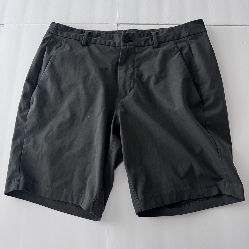 Lululemon Commission Golf Shorts Mens 31 Dark Green Grey 9 Inch Inseam